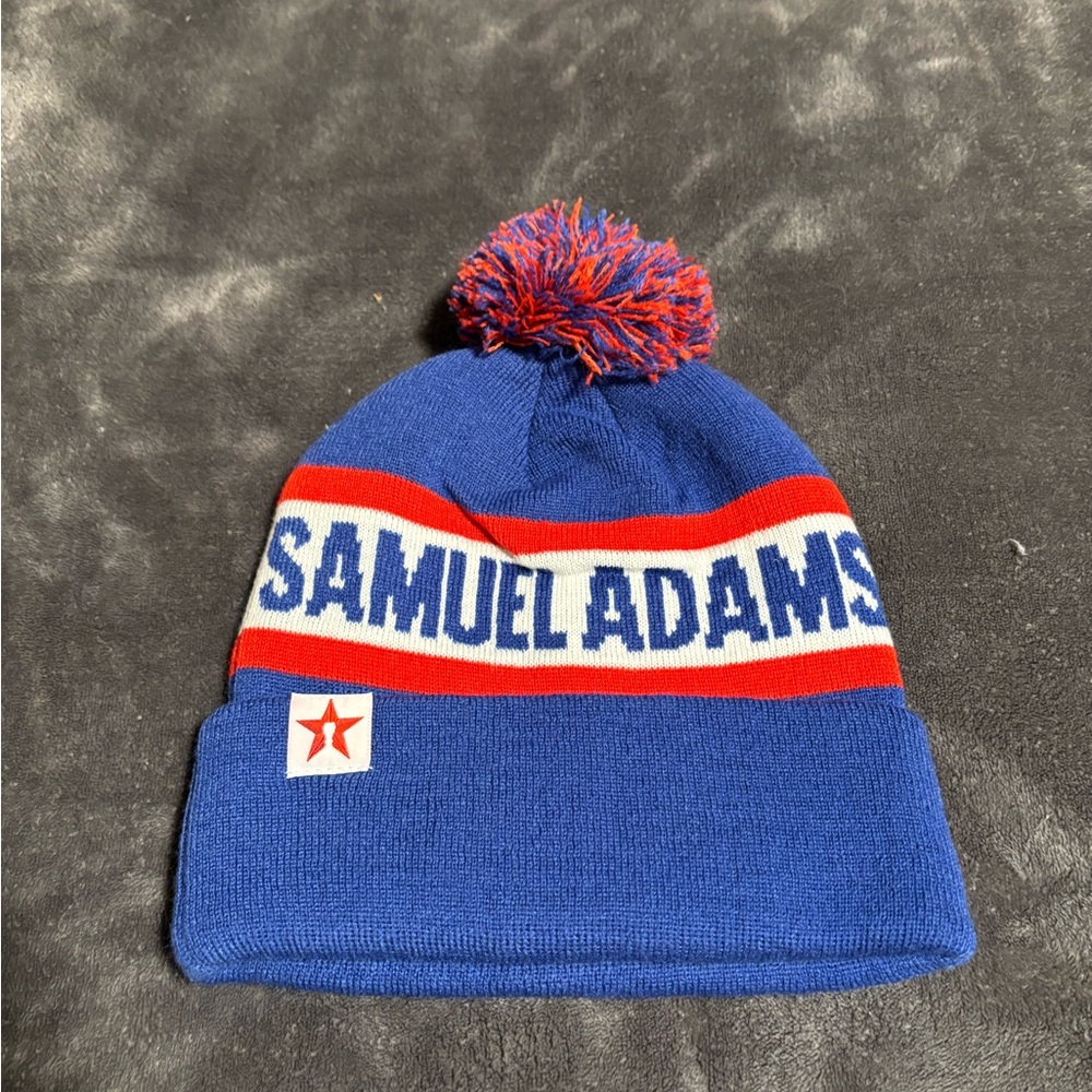 Samuel Adams Blue Knit Beanie with Pom